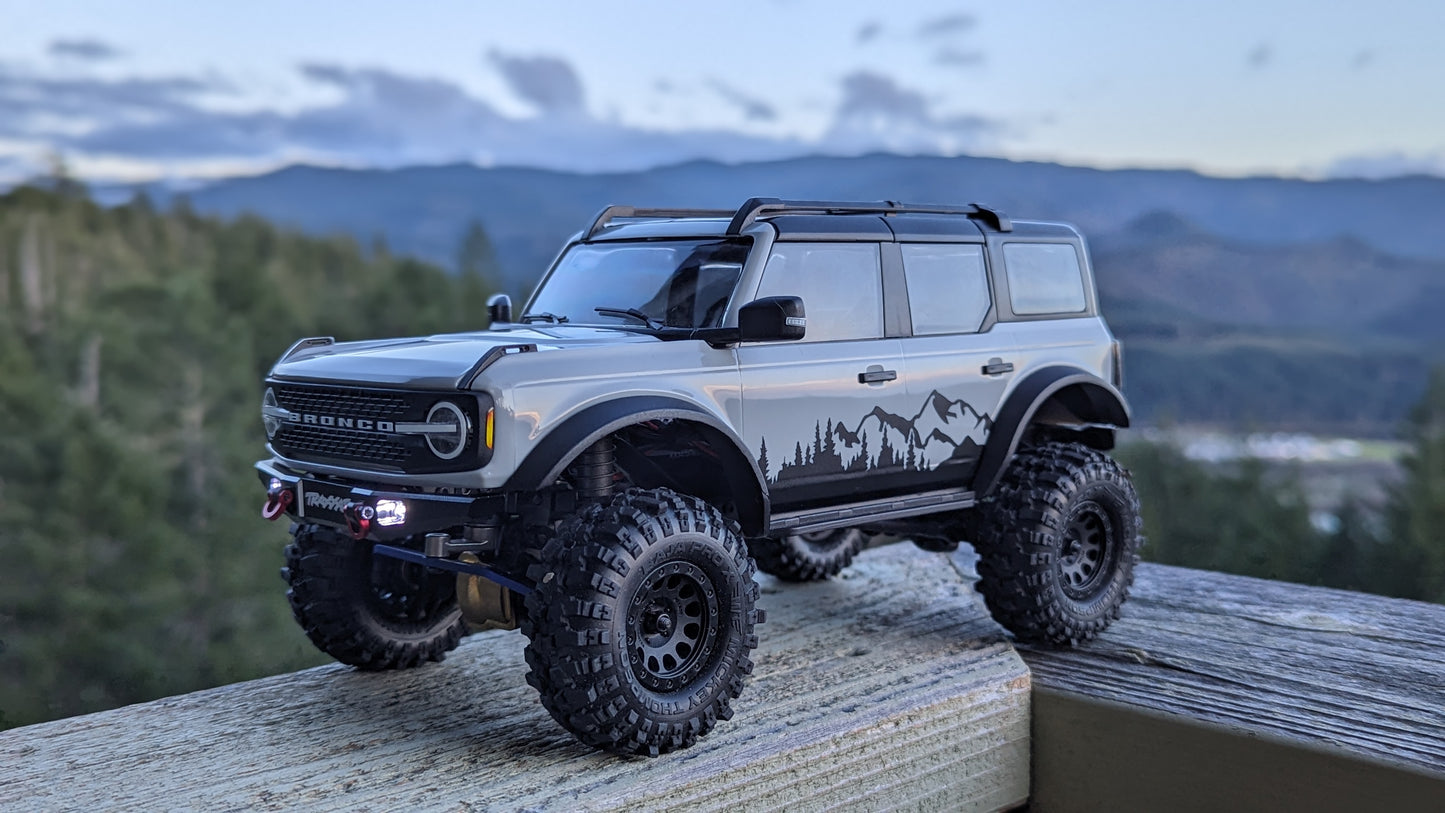 Mountain Treeline Graphics for the TRX-4M 1:18 Bronco, by The RC Girl