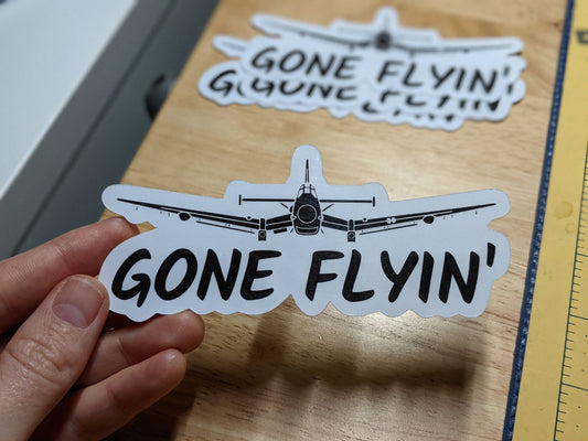 GONE FLYIN' die-cut waterproof sticker (2x5")