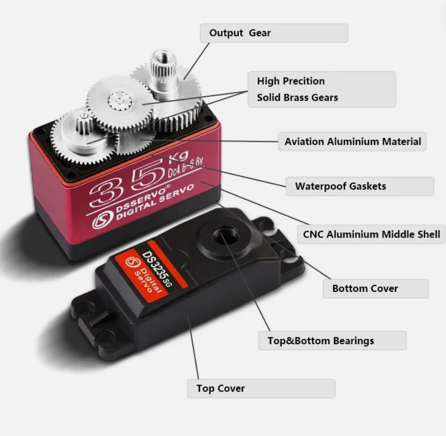 35kg High Torque Metal Gear Waterproof Servo for RC Vehicles (DS3235)